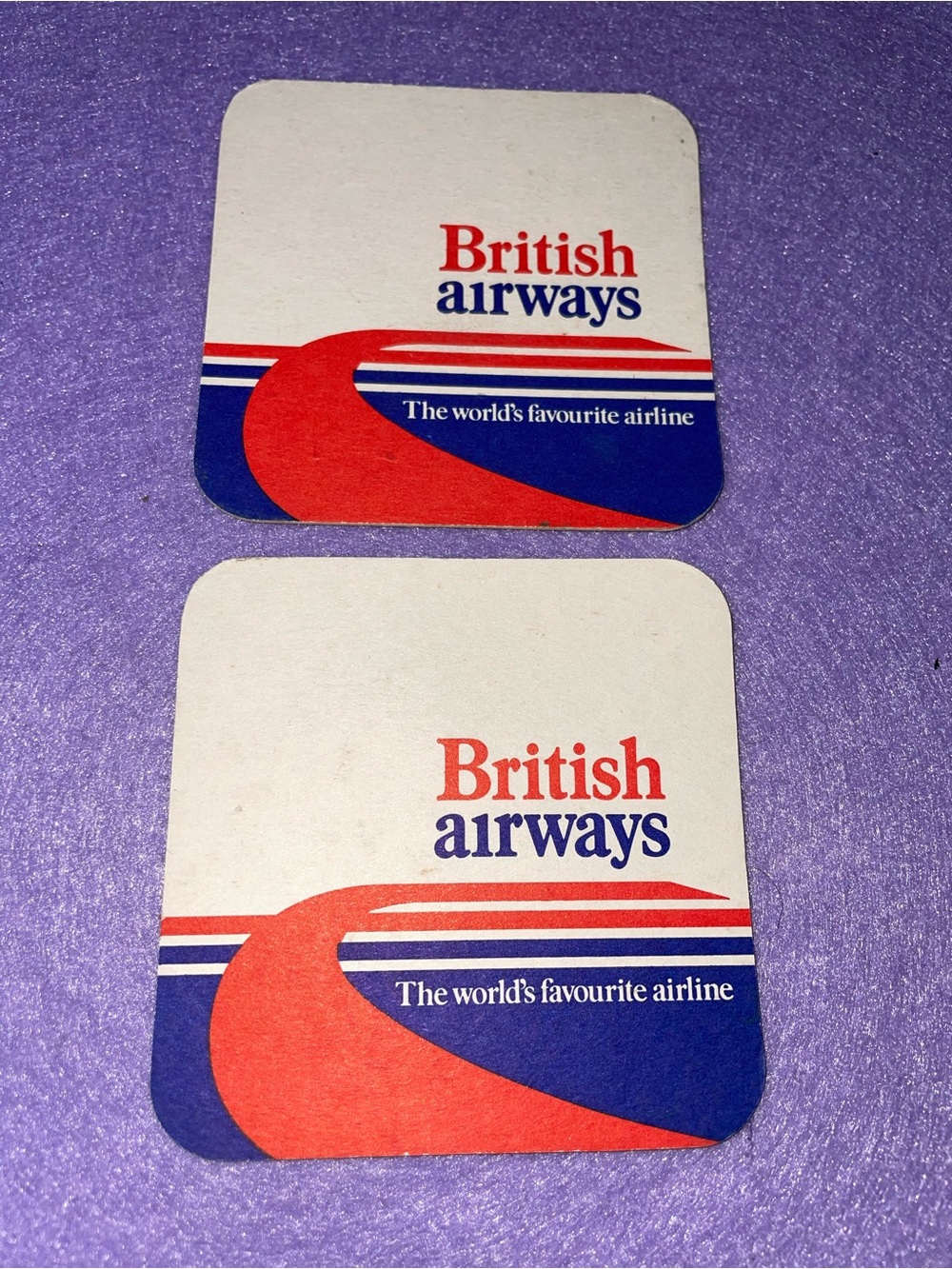 2 x Vintage British Airways 1970's Collectable Card Type Coasters Set